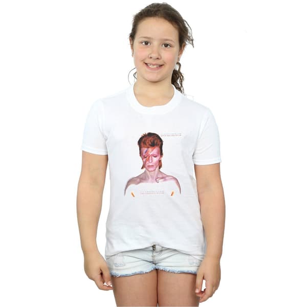 David Bowie Flickor Aladdin Sane Version Bomulls T-shirt 9-11 år White 9-11 Years