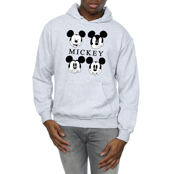 Disney Herr Mickey Mouse Fyra Huvuden Hoodie XL Sports Grey Sports Grey XL