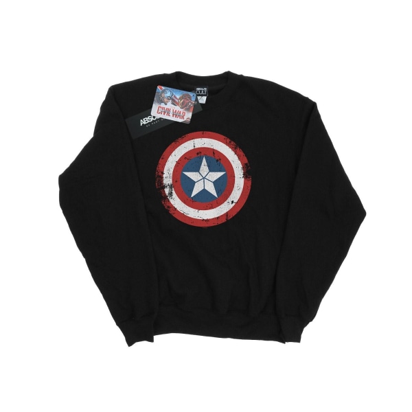 Marvel Boys Captain America Civil War Distressed Shield Sweatshirt Black 5-6 Years