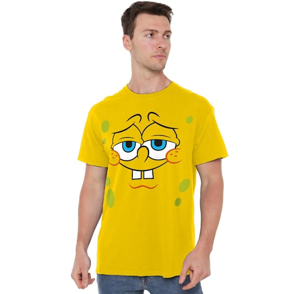 SvampBob Fyrkant Herr T-shirt Med Självsäkert Ansikte 4XL Gul Yellow 4XL