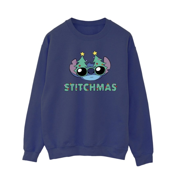 Disney Dam/Dam Lilo & Stitch Stitchmas Glasögon Sweatshirt Navy Blue S