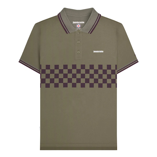 Lambretta Herr SS25 Tvåfärgad Pikétröja M Khaki Grön/Ja Khaki Green/Java Brown M