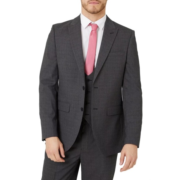 Burton Mens Textured Tailored Suit Jacket 38R Charcoal Charcoal 38R