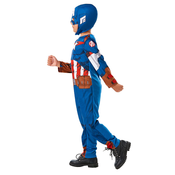 Captain America Barnkostym för barn 7-8 år Blå/Röd/Vit Blue/Red/White 7-8 Years