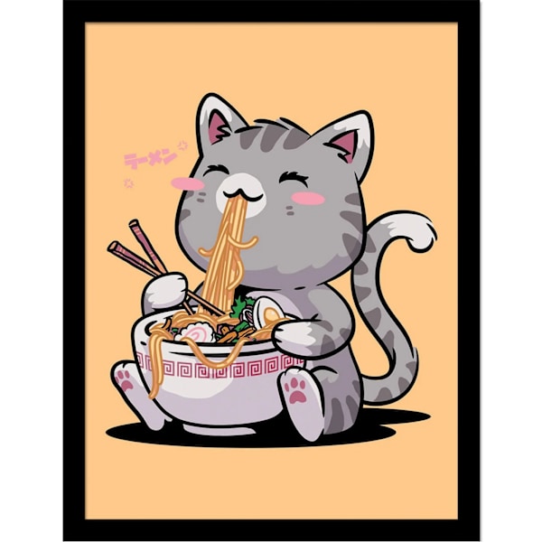 Vo Maria Kawaii Neko Katt Inramad Affisch 40cm x 30cm Flerfärgad Multicoloured 40cm x 30cm