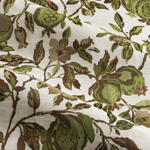 Wylder Jacquard Granatäpple Blommiga Blyertsveckade Gardiner 168cm Green 168cm x 137cm