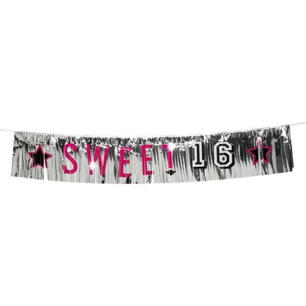 Boland Sweet 16 Banner One Size Silver/Svart/Rosa Silver/Black/Pink One Size