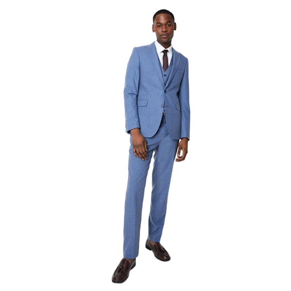 Burton Herr Peak Lapel Slim Tailored Bröllopskostym Kavaj 36R Blå Blue 36R