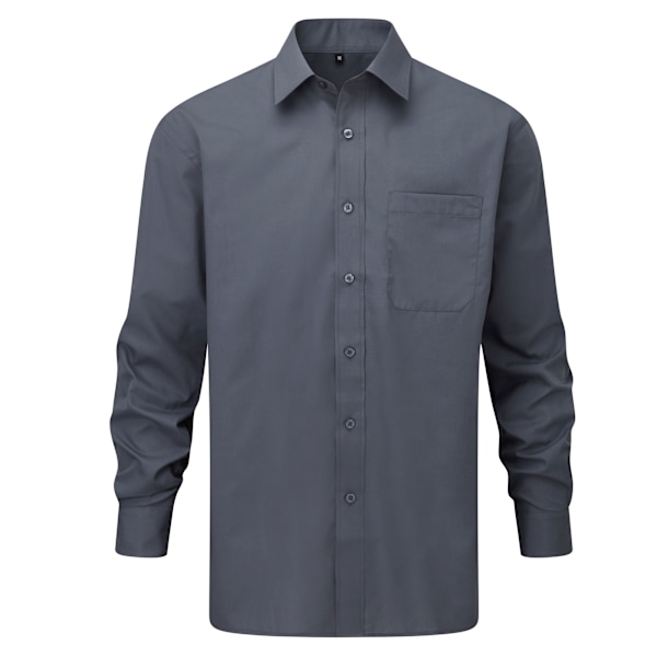 Russell Collection Dam/Damer Poplin Långärmad Skjorta L Co Convoy Grey L