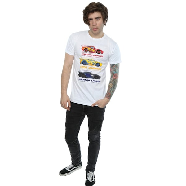 Cars Herr Racer Profil Bomull T-shirt S Vit White S