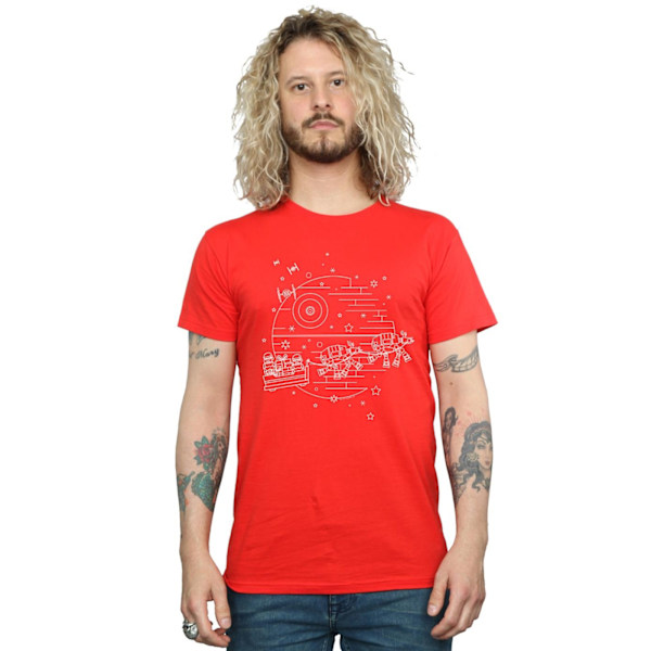 Star Wars Death Star Sleigh T-shirt för män, röd, storlek M Red M