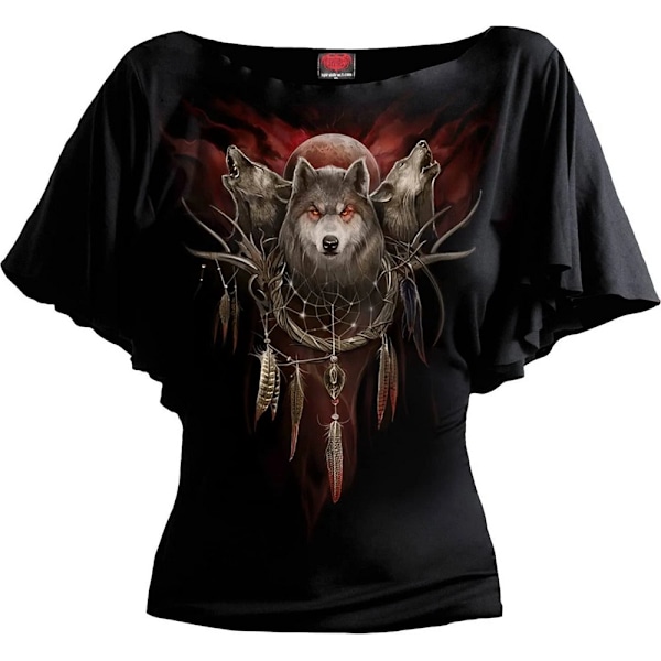 Spiral Direct Dam/Dam Cry Of The Wolf Batwing Sleeve Top Black 3XL