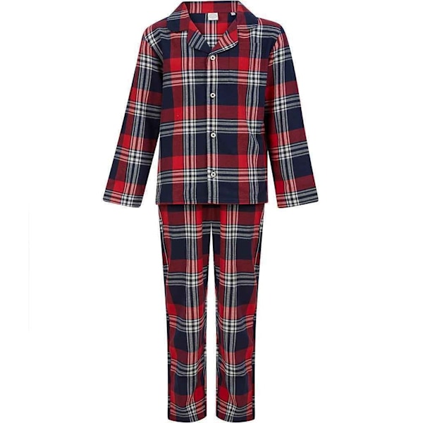 SF Minni Barn/Barn Tartan Lång Pyjamas Set 11-12 År Röd/ Red/Navy 11-12 Years