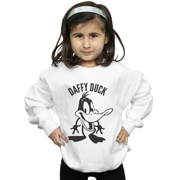 Looney Tunes Girls Daffy Duck Stor Huvud Sweatshirt 7-8 År W White 7-8 Years