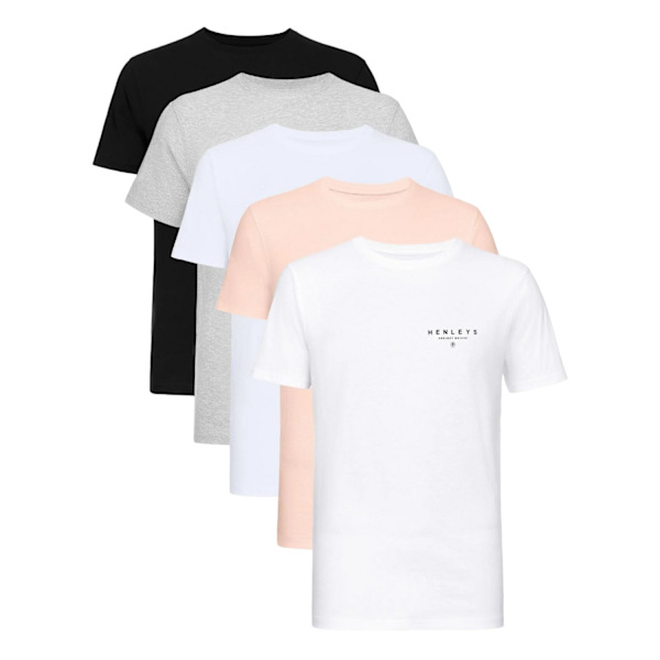 Henleys Mens Hencinq B T-Shirt (5-pack) XL Svart/Vit/Off W Black/White/Off White/Grey/Baby Pin XL