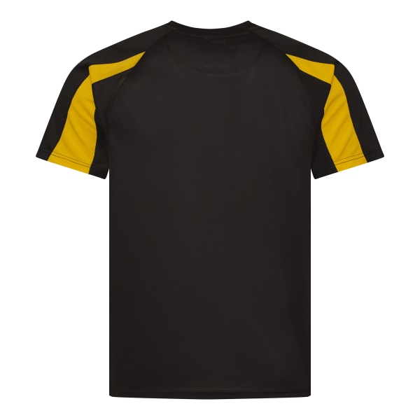 Just Cool Mens Contrast Cool Sports Plain T-Shirt XL Jet Black/ Jet Black/ Gold XL