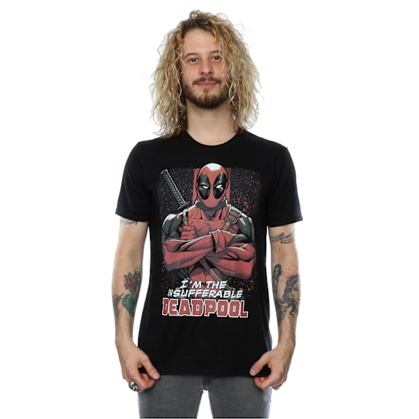 Marvel Deadpool T-shirt med korsade armar för män, L, svart Black L