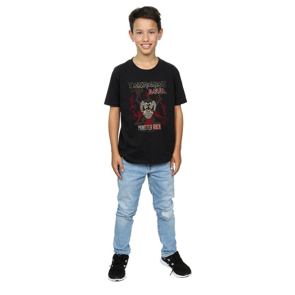 Looney Tunes Boys Monster Rock Tasmanian Devil Cotton T-shirt 9 Black 9-11 Years