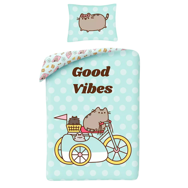 Pusheen Good Vibes Bomullstäcke Set Enkelsäng Mintgrön Mint Green Single