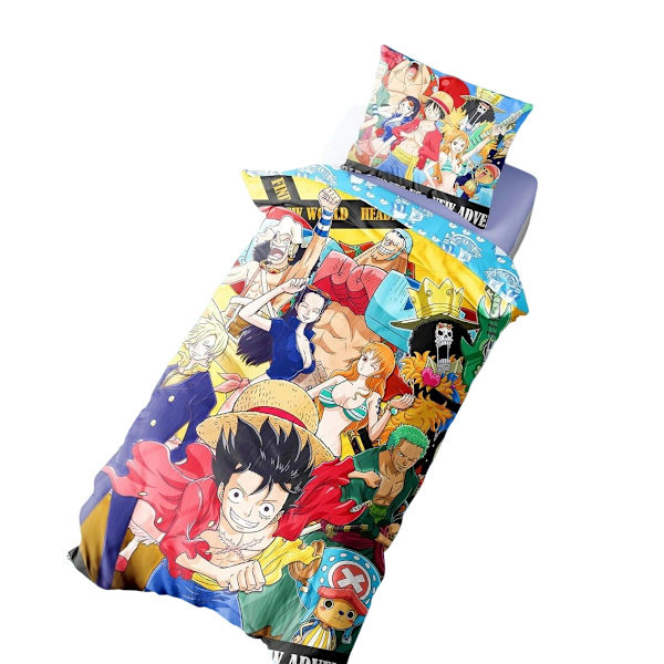 One Piece Straw Hat Crew Luffy Vändbart Påslakanset Enkel Mult Multicoloured Single