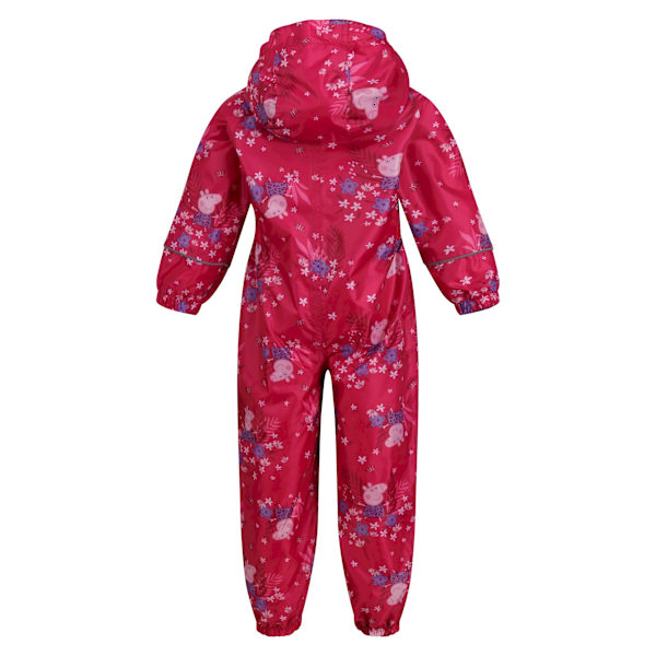 Regatta Barn/Kids Pobble Greta Gris Blommig Vattentät Regnkläder Pink Fusion 18-24 Months