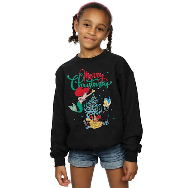 Disney Girls Princess Ariel Merry Christmas Sweatshirt 12-13 År Black 12-13 Years