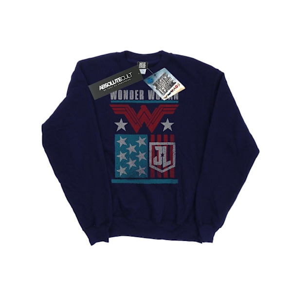 DC Comics Justice League Film Wonder Woman Flag Sweatshirt Navy Blue XL