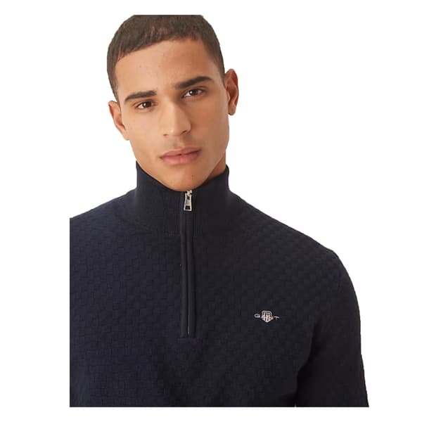 Gant Herr Micro Textured Half Zip Tröja 3XL Blå Blue 3XL