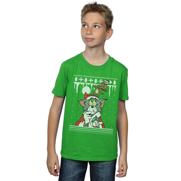 Tom And Jerry Pojkar Jul Fair Isle T-shirt 5-6 År Irländsk Irish Green 5-6 Years