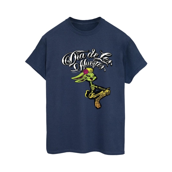 Looney Tunes Dam/Damer Dia De Los Muertos Lola Bomull Pojkvän T-shirt Navy Blue XXL