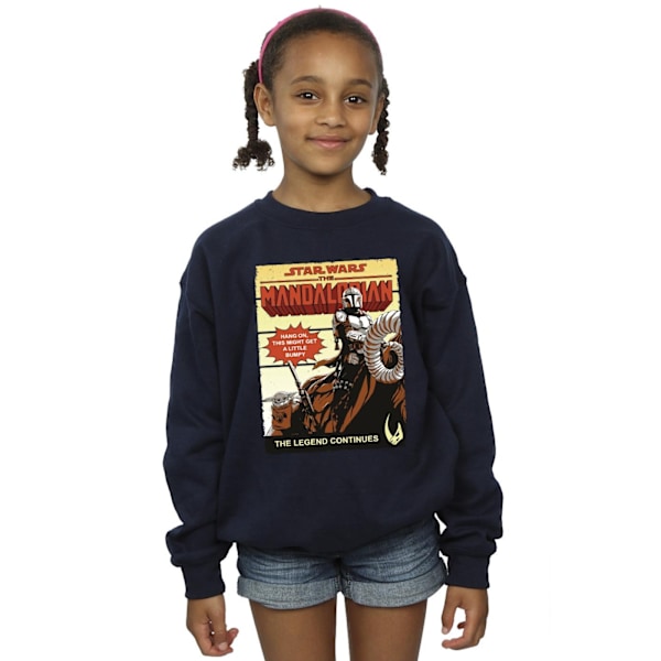 Star Wars The Mandalorian Girls Bumpy Ride Sweatshirt 3-4 år Navy Blue 3-4 Years