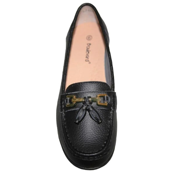 Boulevard Dam/Flick Action Läder Saddle Loafers 5 UK Svart Black 5 UK