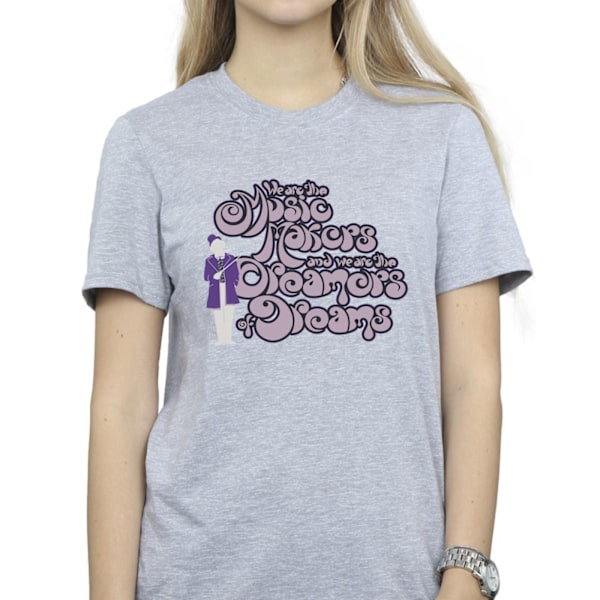 Willy Wonka Dam/Damer Drömmare Text Bomull Boyfriend T-Shir Sports Grey 4XL