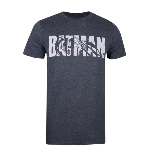 Batman Text T-shirt för män L Mörkgrå Dark Heather L