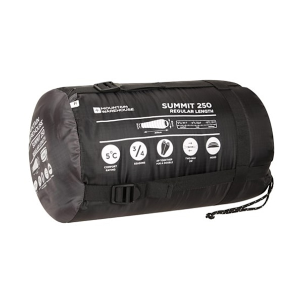 Mountain Warehouse Summit 250 Högerdragkedja Vinter Mumie Sovsäck Grey 200cm