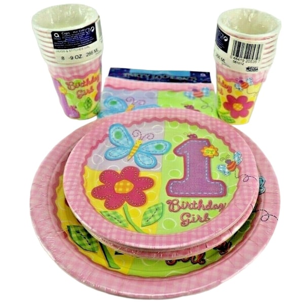 Hugs And Stitches Pappers 1:a födelsedag engångstallrikar (förpackning om 8) Multicoloured One Size