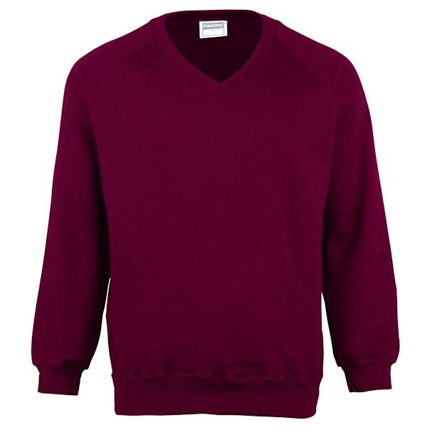 Maddins Unisex Coloursure V-halsad tröja för barn / skoluniform (2-pack) Burgundy 26