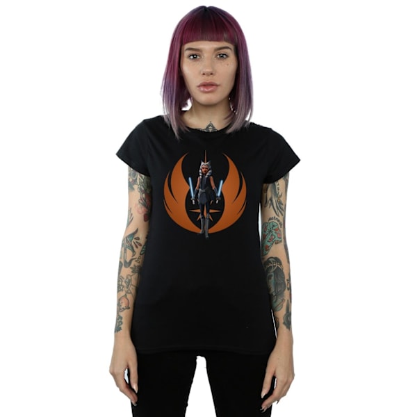 Star Wars Dam/Kvinnor Klonkrigen Ahsoka Rebell Pose Bomull T-shirt XL Svart Black XL