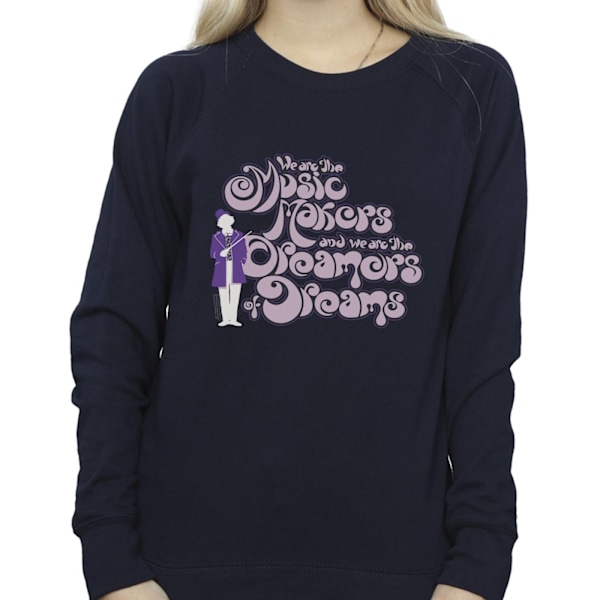 Willy Wonka Damdrömmare Text Sweatshirt 3XL Marinblå Navy Blue 3XL