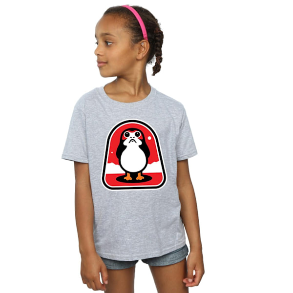 Star Wars Girls The Last Jedi Porgs Badge Bomull T-shirt 7-8 år Sports Grey 7-8 Years