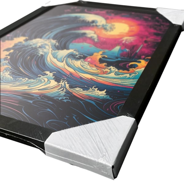 Wave Collection Neon Whirlpool Inramad Affisch 40cm x 30cm Flerfärgad Multicoloured 40cm x 30cm