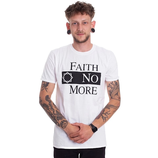 Faith No More Unisex Adult Classic V.2 Logo T-Shirt L Vit White L