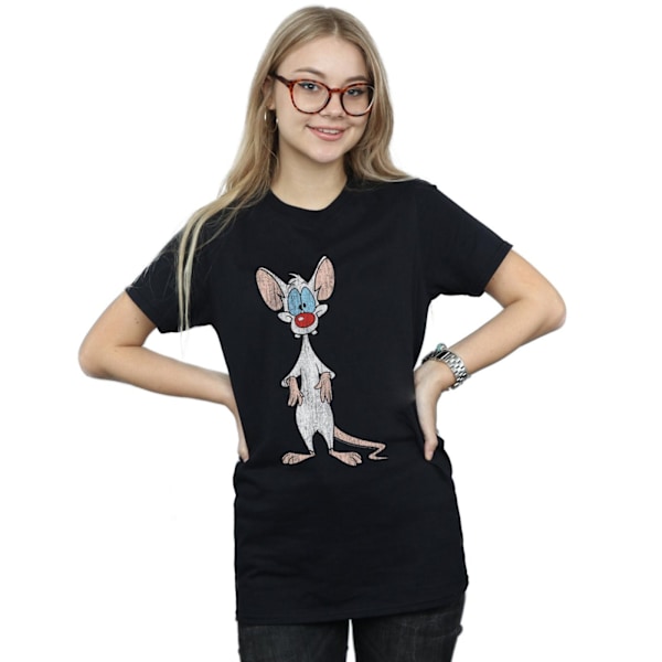 Animaniacs Dam/Damer Pinky Klassisk Pose Bomull Pojkvän T- Black 4XL