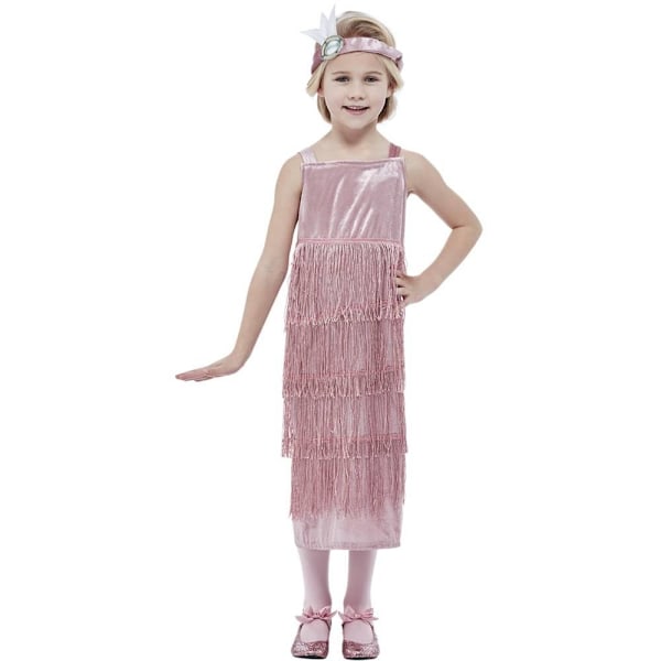 Smiffys 20-tals Flapperdräkt Set för Flickor 7-9 År Rosa Pink 7-9 Years