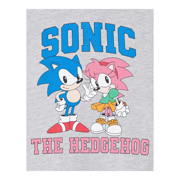 Sonic The Hedgehog Girls Collegiate Sonic & Amy Hoodie 11-12 År Grey Marl 11-12 Years