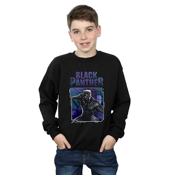 Marvel Boys Black Panther Tech Badge Sweatshirt 7-8 år Svart Black 7-8 Years