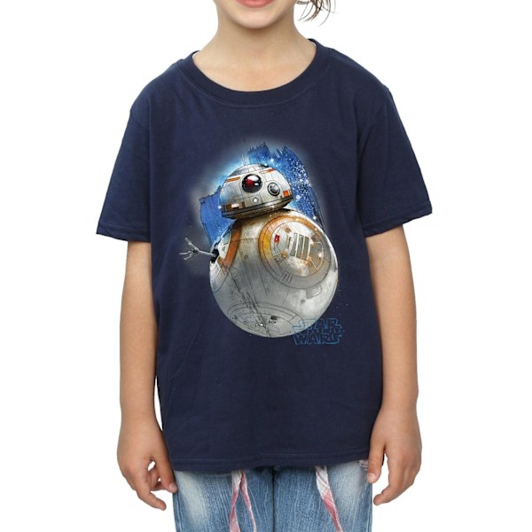 Star Wars: The Last Jedi T-shirt för flickor med BB-8, borstad, 5-6 år, marinblå Navy Blue 5-6 Years