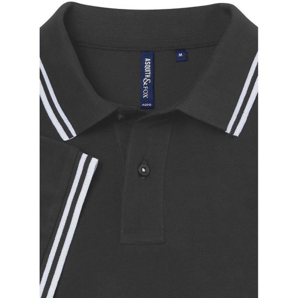 Asquith & Fox Mens Classic Fit Tipped Polo Shirt 3XL Charcoal/ Charcoal/ White 3XL