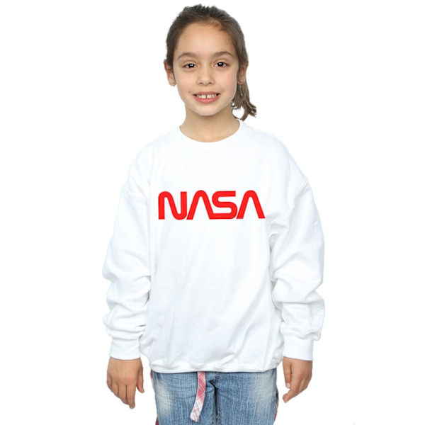 NASA Girls Modern Logo Sweatshirt 7-8 år Vit White 7-8 Years