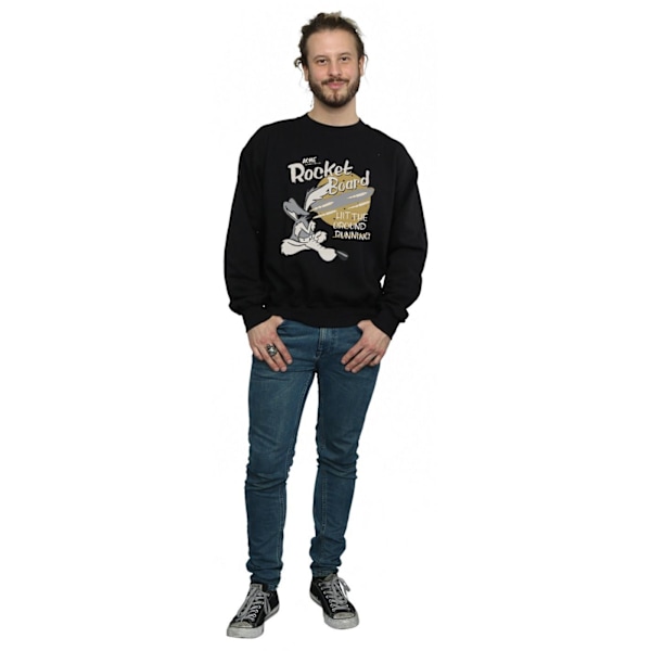 Looney Tunes Mens Wile E Coyote Rocket Board Sweatshirt S Svart Black S